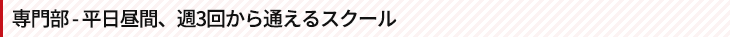 専門部 - 平日昼間、週3回から通えるスクール